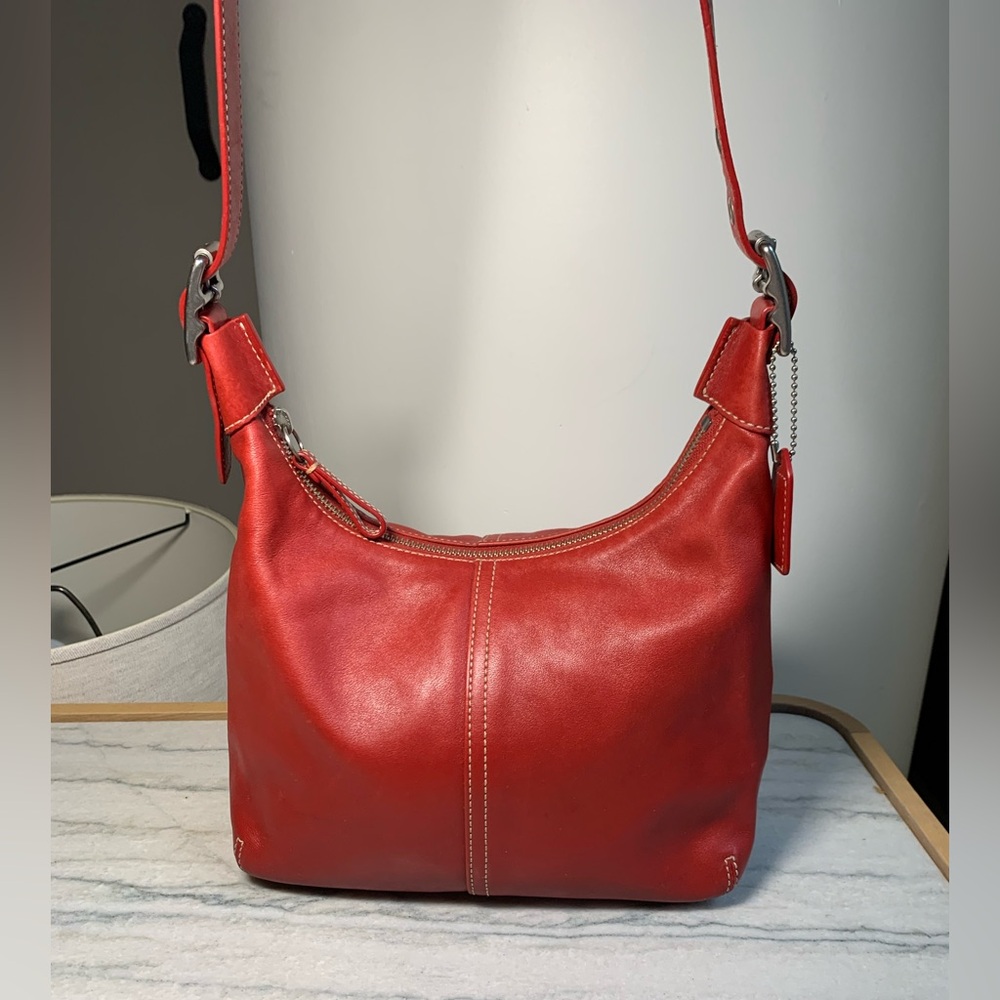 Rare Vintage Red Coach Legacy Hobo Shoulder Bag 9566 Adjustable Strap Y2K Baddie